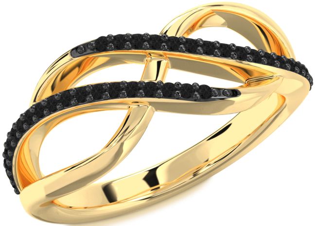 Black Diamond Gold Silver Infinity Round Ring