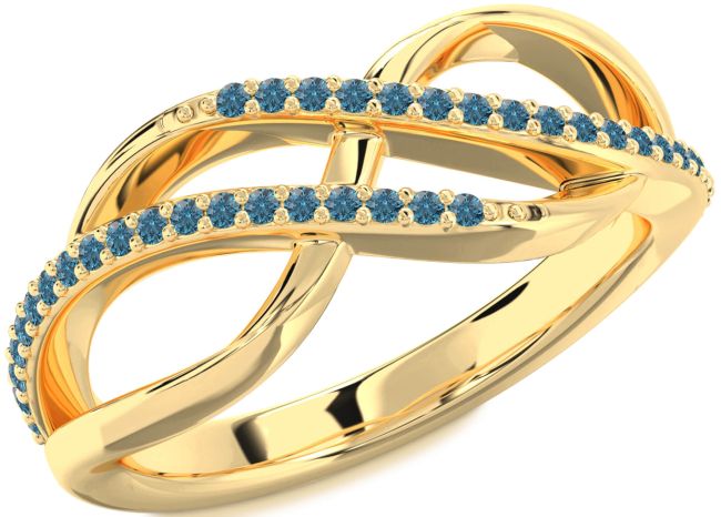 Blue Diamond Gold Infinity Round Ring