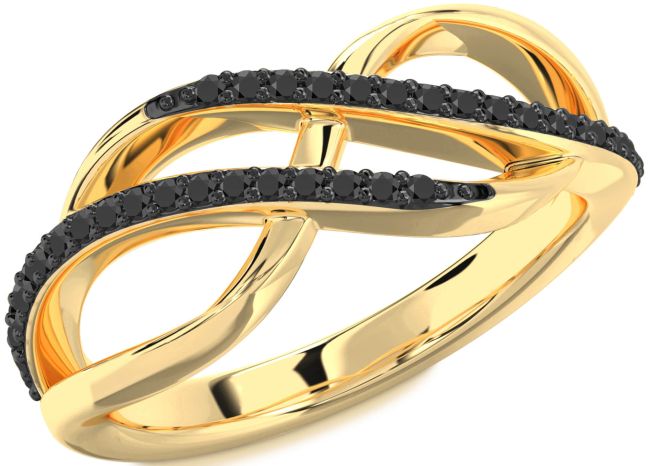 Black Onyx Gold Infinity Round Ring