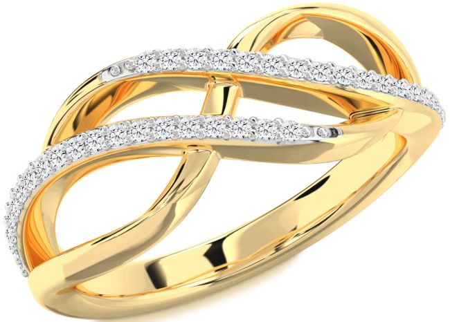 Moissanite Gold Infinity Round Ring