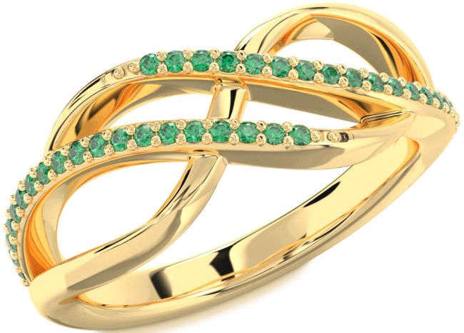 Emerald Gold Infinity Round Ring