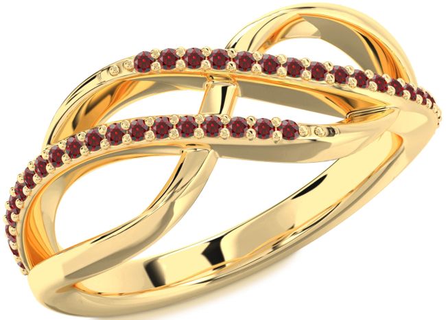 Garnet Gold Infinity Round Ring