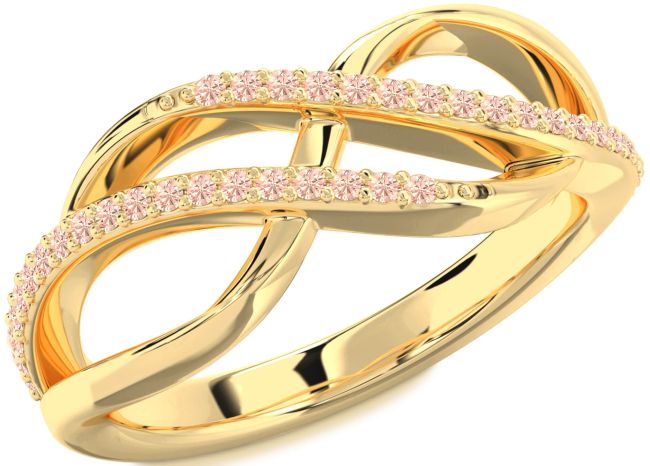 Morganite Gold Infinity Round Ring