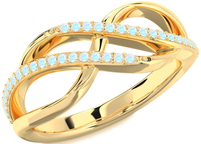 Moonstone Gold Silver Infinity Round Ring