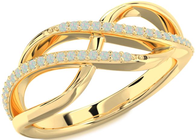 Opal Gold Infinity Round Ring