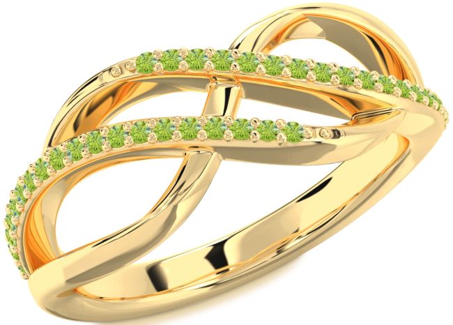 Peridot Gold Silver Infinity Round Ring