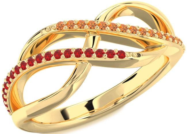 Ruby & Citrine Gold Silver Infinity Round Promise Ring