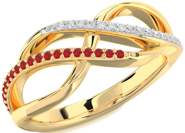 Diamond & Ruby Gold Infinity Round Promise Ring
