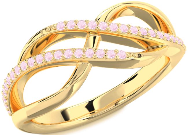 Rose Quartz Gold Silver Infinity Round Ring