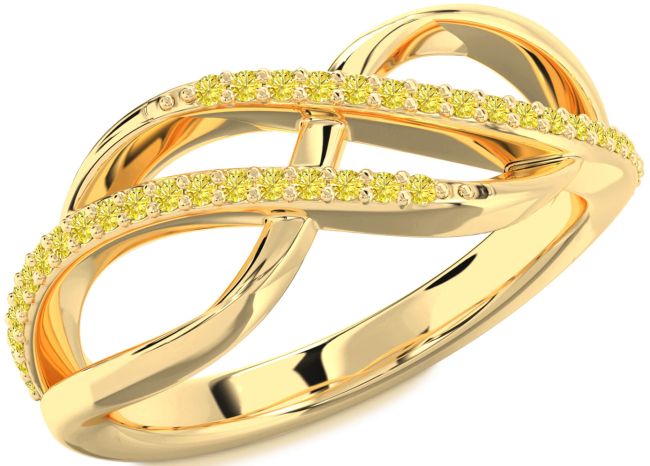Yellow Diamond Gold Infinity Round Ring