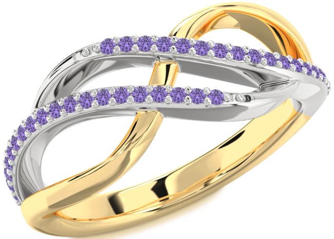 Alexandrite Gold Silver Infinity Round Ring