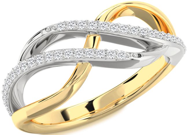 Moissanite Gold Silver Infinity Round Ring