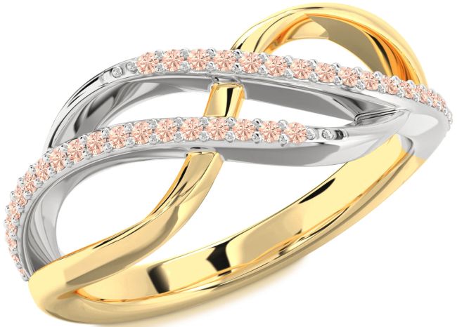 Morganite Gold Silver Infinity Round Ring