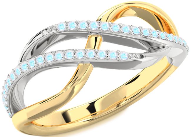 Moonstone Gold Silver Infinity Round Ring