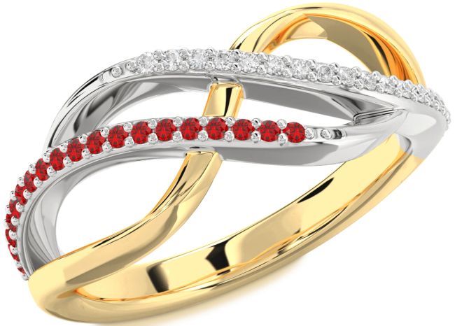 Diamond & Ruby Gold Silver Infinity Round Promise Ring