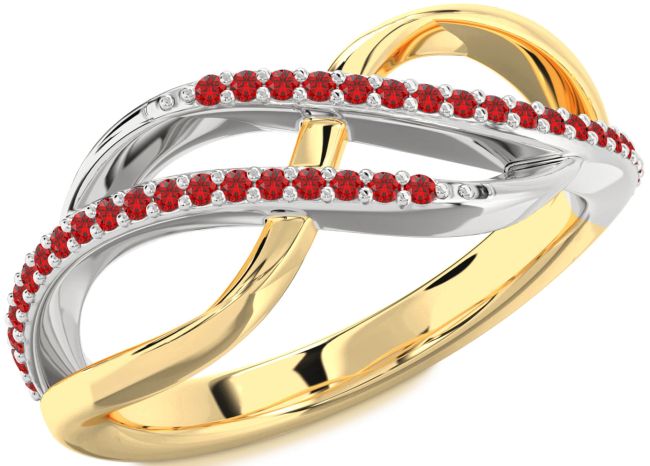Ruby Gold Silver Infinity Round Ring