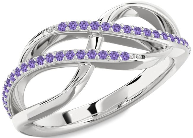 Alexandrite Silver Infinity Round Ring