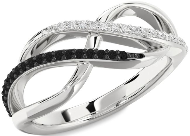 Black Diamond Silver Infinity Round Promise Ring