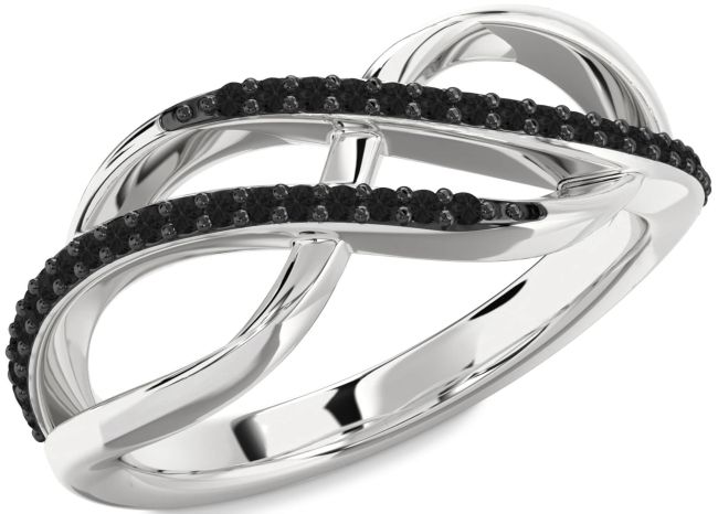 Black Diamond Platinum Infinity Round Ring