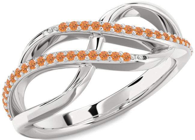 Citrine Platinum Infinity Round Ring