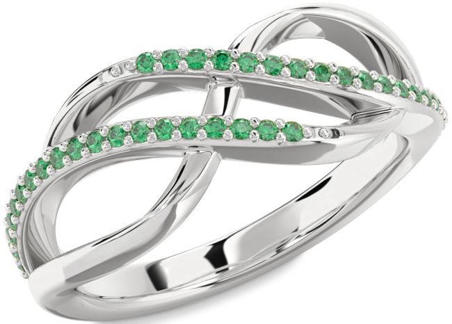 Emerald Platinum Infinity Round Ring
