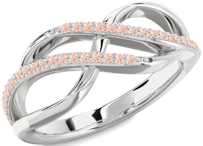 Morganite Platinum Infinity Round Ring