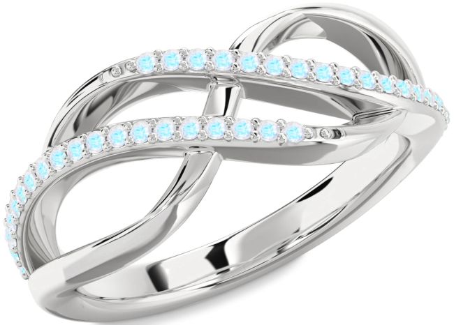 Moonstone Platinum Infinity Round Ring