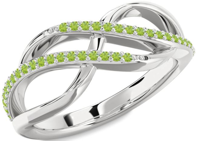 Peridot Platinum Infinity Round Ring