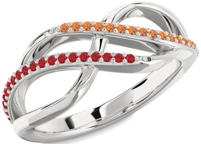 Ruby & Citrine Silver Infinity Round Promise Ring