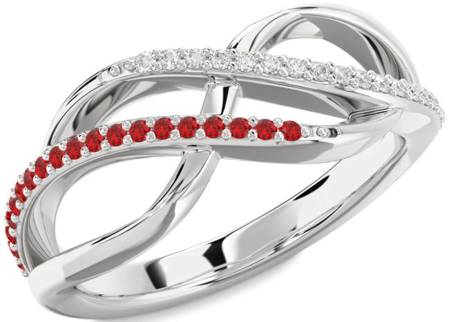 Diamond & Ruby Silver Infinity Round Promise Ring