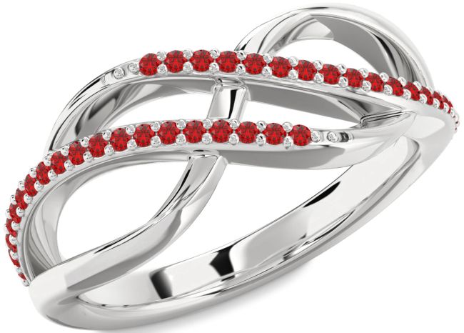 Ruby Silver Infinity Round Ring
