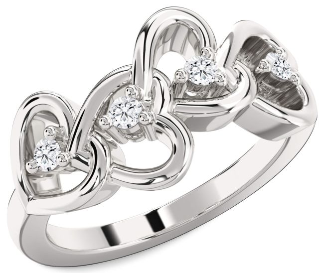 Diamond Platinum Heart Four Stone Ring