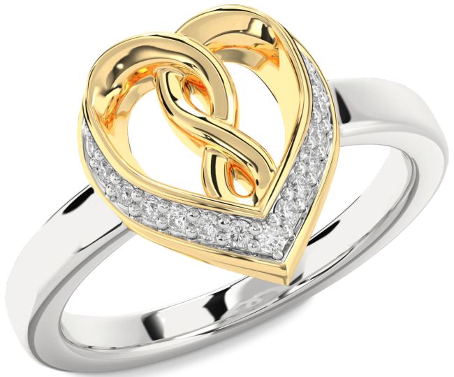 Diamond Platinum & Yellow Gold Heart Infinity Ring