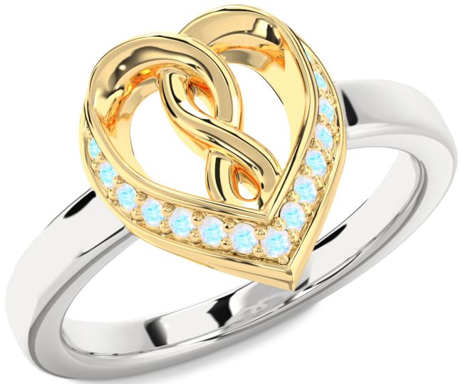 Moonstone Gold Silver Heart Infinity Ring