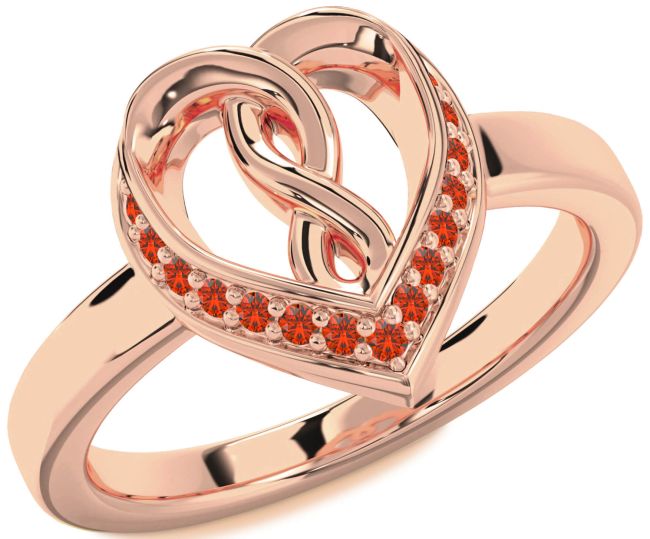 Fire Opal Rose Gold Heart Infinity Ring