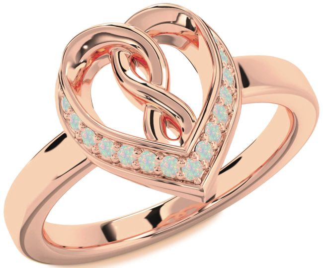 Opal Rose Gold Heart Infinity Ring