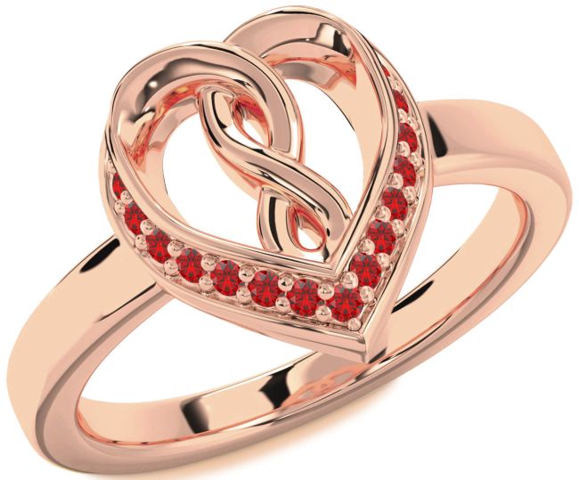 Ruby Rose Gold Heart Infinity Ring
