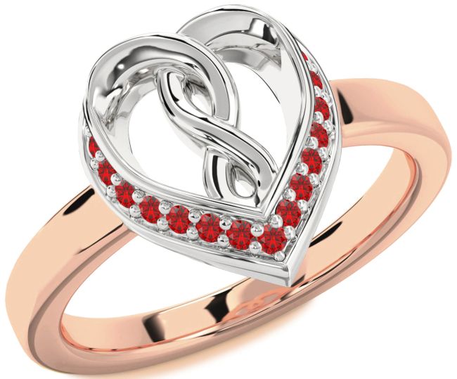 Ruby Rose Gold Silver Heart Infinity Ring