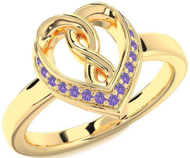 Alexandrite Gold Heart Infinity Ring