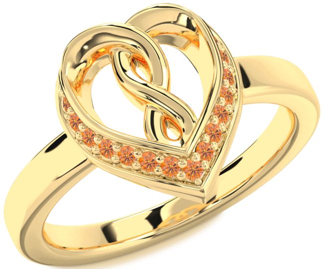 Citrine Gold Heart Infinity Ring