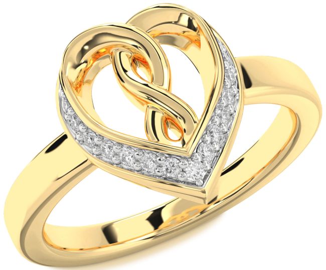 Lab Diamond Gold Silver Heart Infinity Ring