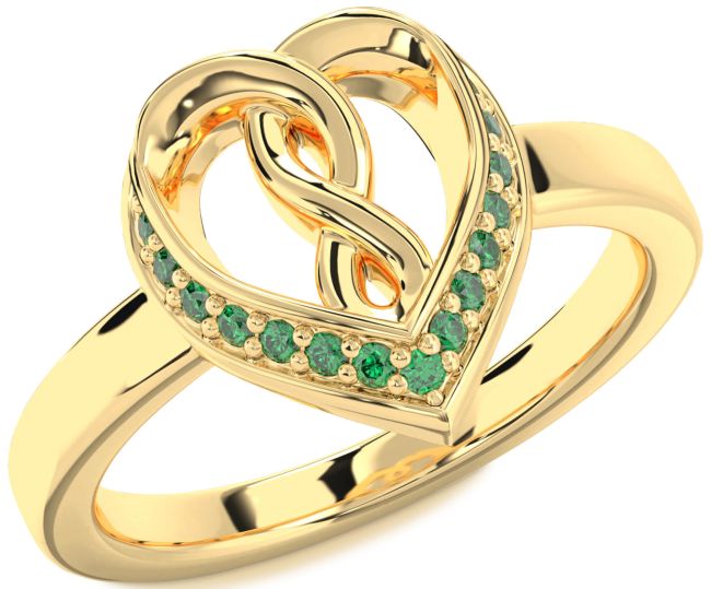 Emerald Gold Heart Infinity Ring