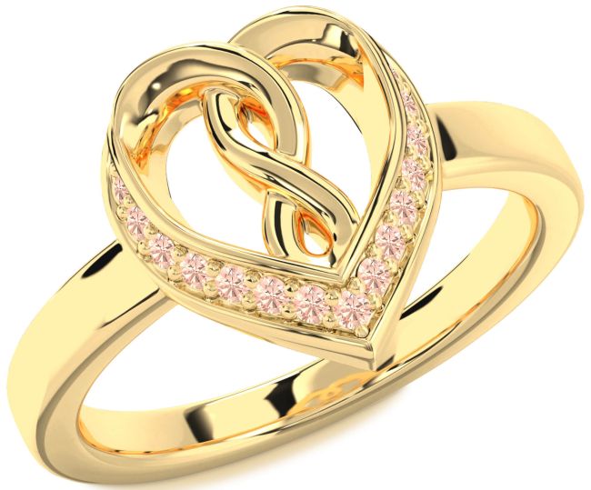 Morganite Gold Heart Infinity Ring