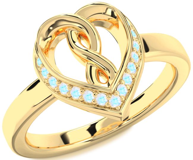 Moonstone Gold Heart Infinity Ring