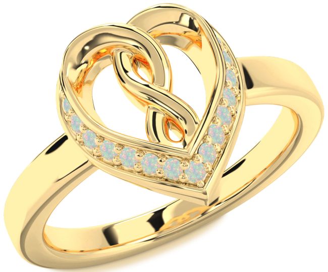 Opal Gold Heart Infinity Ring