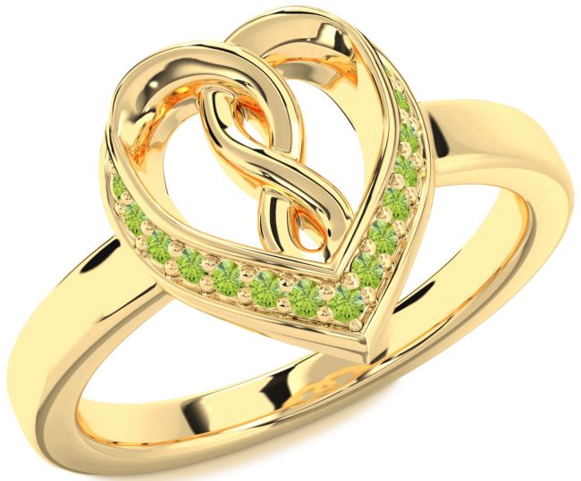Peridot Gold Heart Infinity Ring