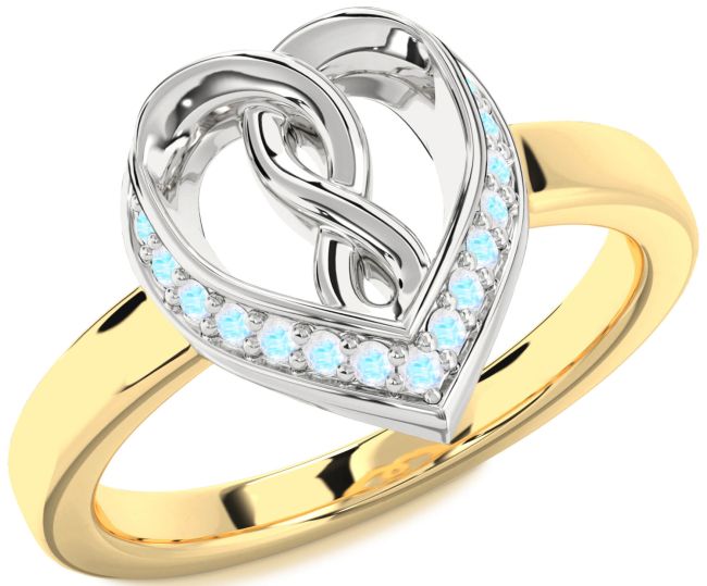 Moonstone Gold Silver Heart Infinity Ring