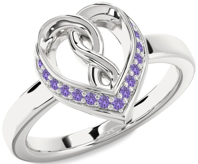 Alexandrite Silver Heart Infinity Ring