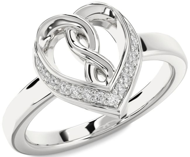 Lab Diamond Silver Heart Infinity Ring