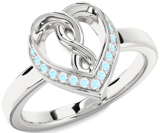 Moonstone Silver Heart Infinity Ring